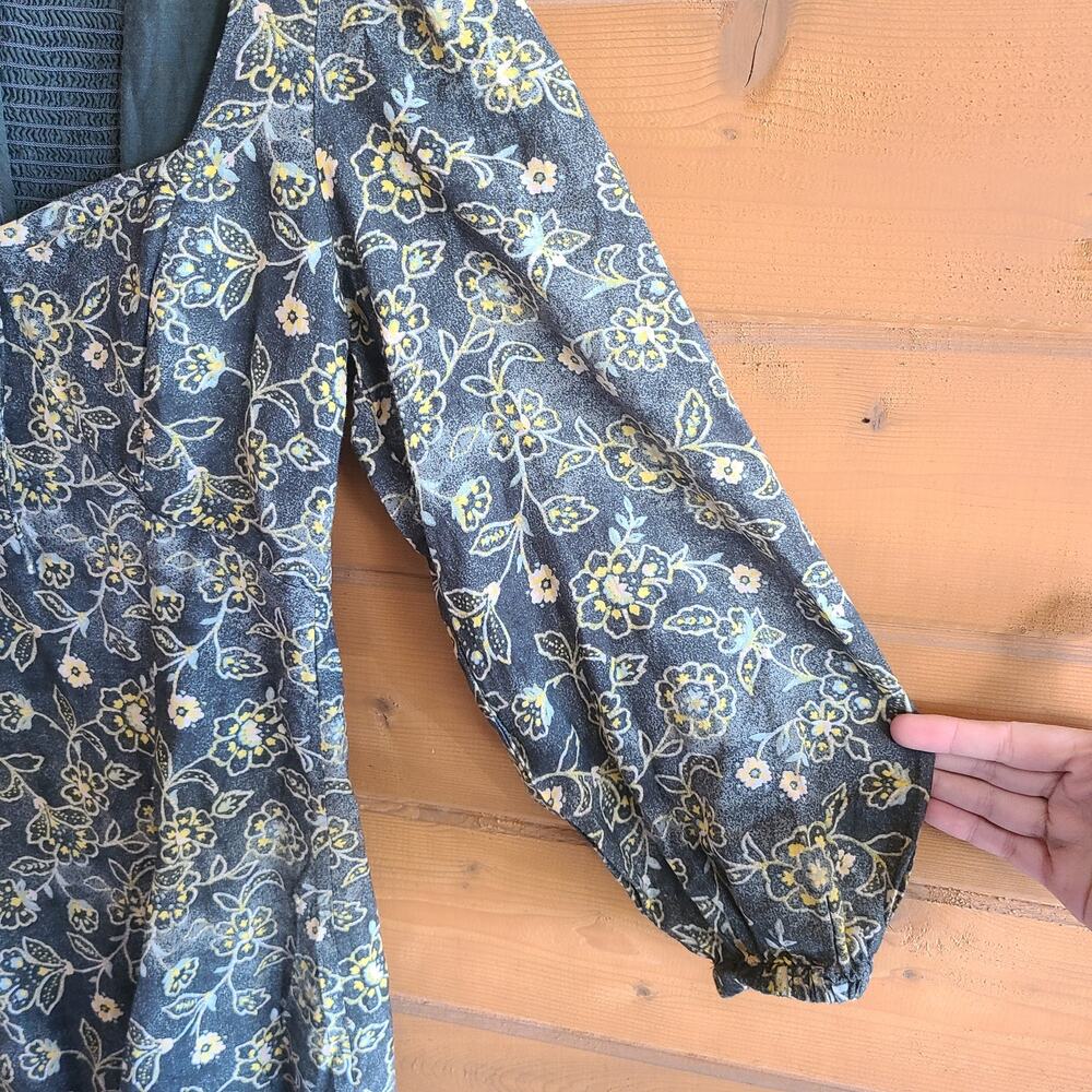 J.Crew Sweetheart Vintage Vines Dress Mini Cottage Garden 4 Boho Green Floral - Picture 5 of 9